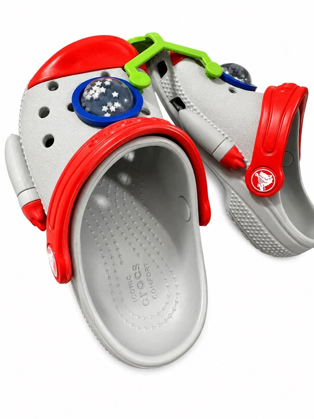 Crocs Classic Rocket Ship Clogs Kids NWT Size C9 Gray Red